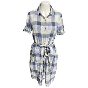 Mo:Vint Shirt Dress Navy & Blue Plaid